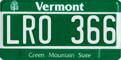 VT license plate LRO366