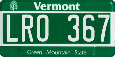 VT license plate LRO367