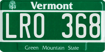 VT license plate LRO368