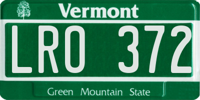 VT license plate LRO372