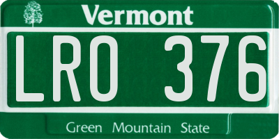 VT license plate LRO376