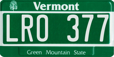 VT license plate LRO377