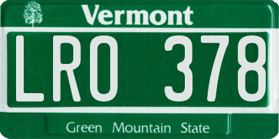 VT license plate LRO378