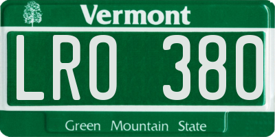 VT license plate LRO380