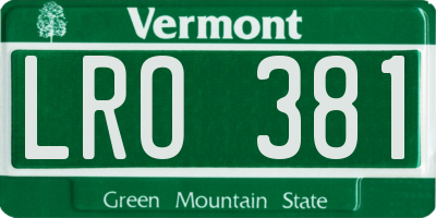 VT license plate LRO381