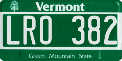 VT license plate LRO382