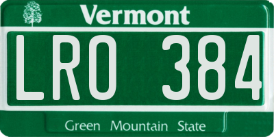 VT license plate LRO384