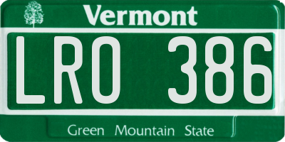 VT license plate LRO386