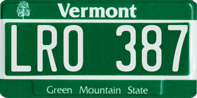 VT license plate LRO387