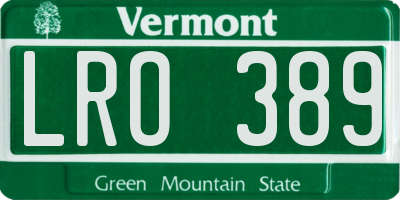 VT license plate LRO389