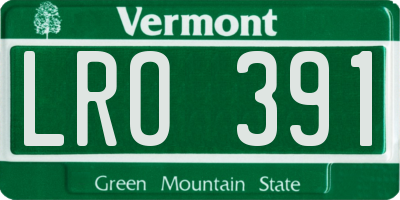 VT license plate LRO391