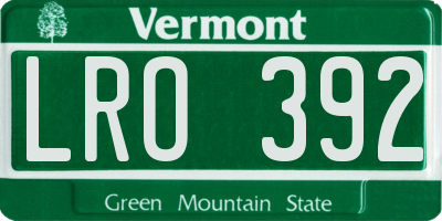 VT license plate LRO392