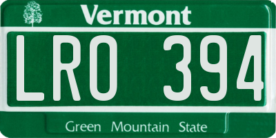 VT license plate LRO394