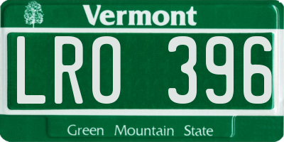 VT license plate LRO396