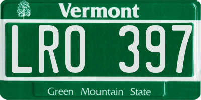 VT license plate LRO397