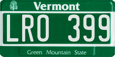 VT license plate LRO399