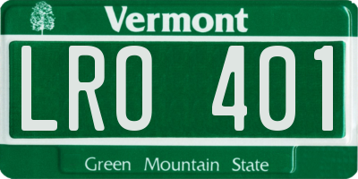 VT license plate LRO401