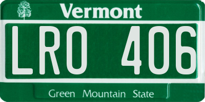 VT license plate LRO406
