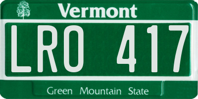 VT license plate LRO417