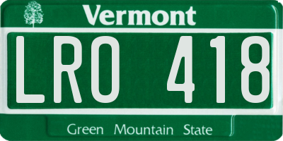 VT license plate LRO418