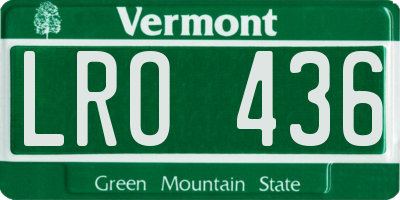 VT license plate LRO436