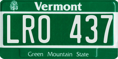 VT license plate LRO437