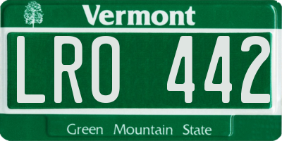 VT license plate LRO442