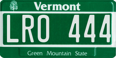 VT license plate LRO444