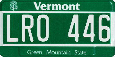 VT license plate LRO446