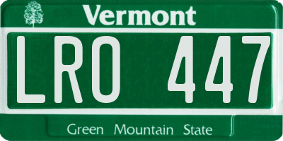 VT license plate LRO447