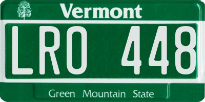 VT license plate LRO448