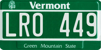 VT license plate LRO449