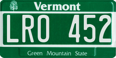 VT license plate LRO452