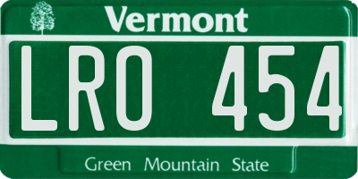 VT license plate LRO454
