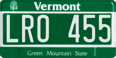 VT license plate LRO455