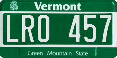 VT license plate LRO457