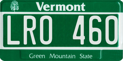 VT license plate LRO460