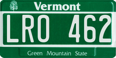 VT license plate LRO462