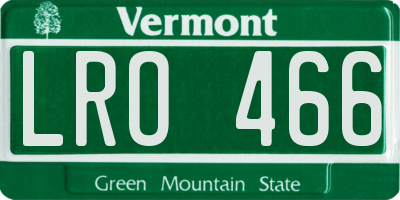 VT license plate LRO466
