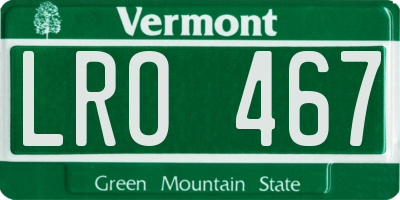 VT license plate LRO467