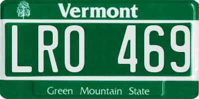 VT license plate LRO469