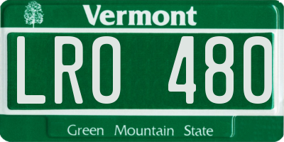 VT license plate LRO480