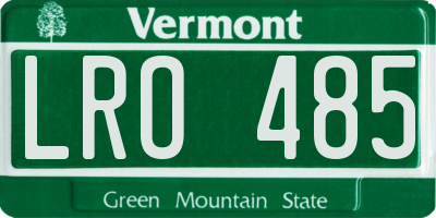 VT license plate LRO485