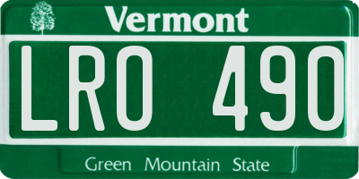 VT license plate LRO490