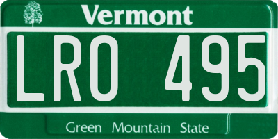 VT license plate LRO495