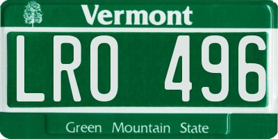 VT license plate LRO496