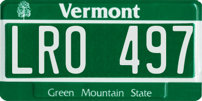 VT license plate LRO497