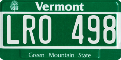 VT license plate LRO498