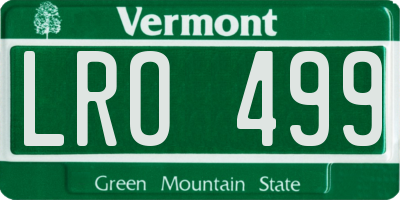 VT license plate LRO499