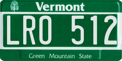 VT license plate LRO512